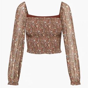 Aritzia Wilfred Saga Blouse - Epicurean Brown/Light Birch